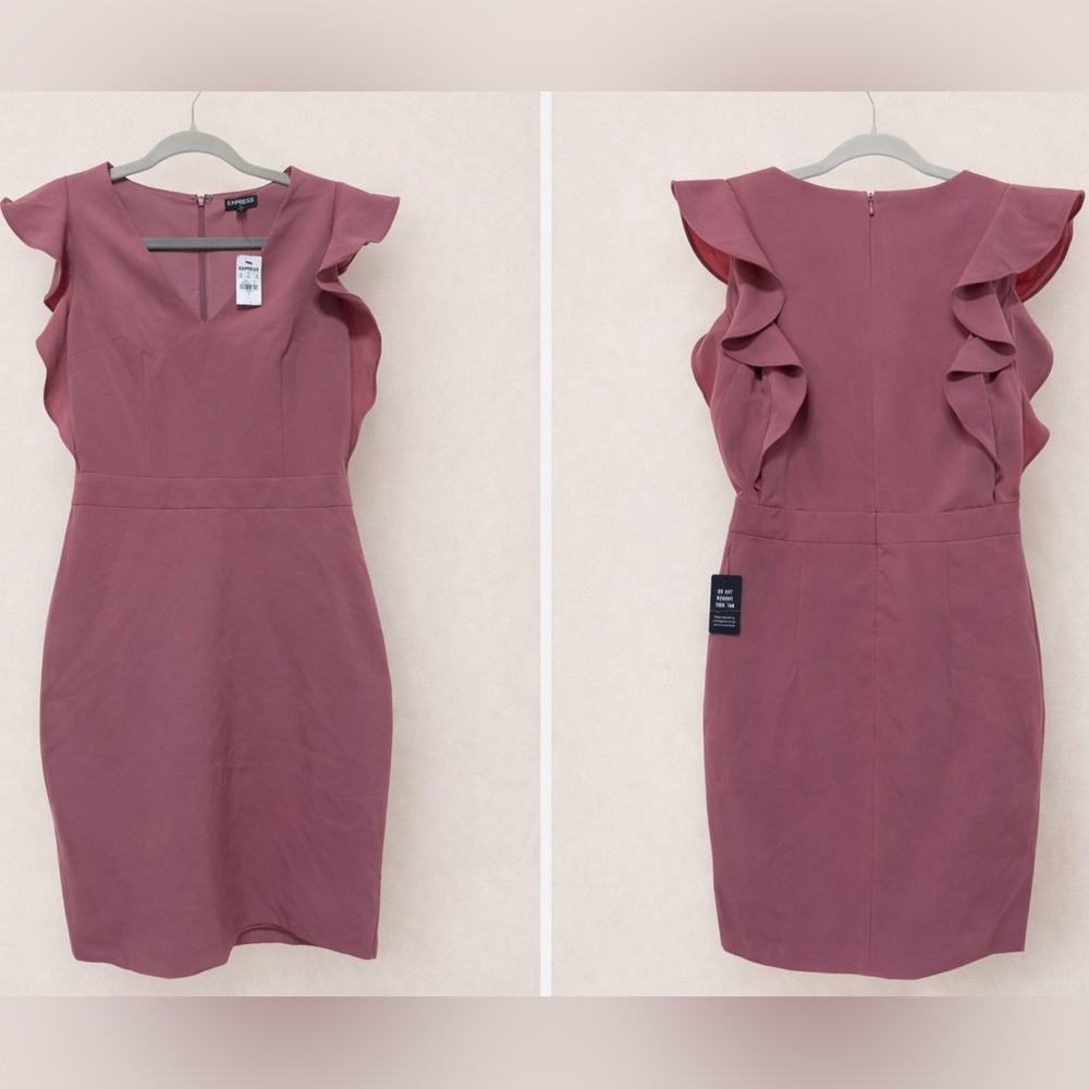 Express Dusty Rose Ruffle Sleeve Mini Dress